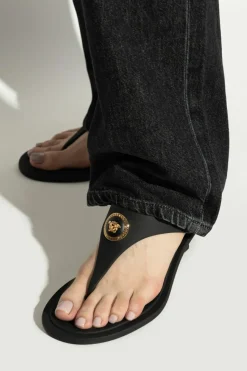 Versace CZARNY Japonki na obcasie