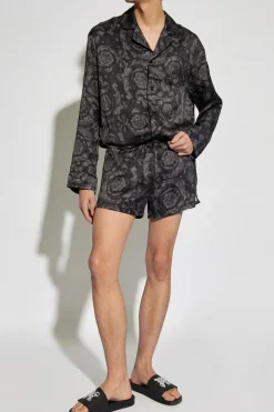 Versace CZARNY Jedwabna góra od piżamy