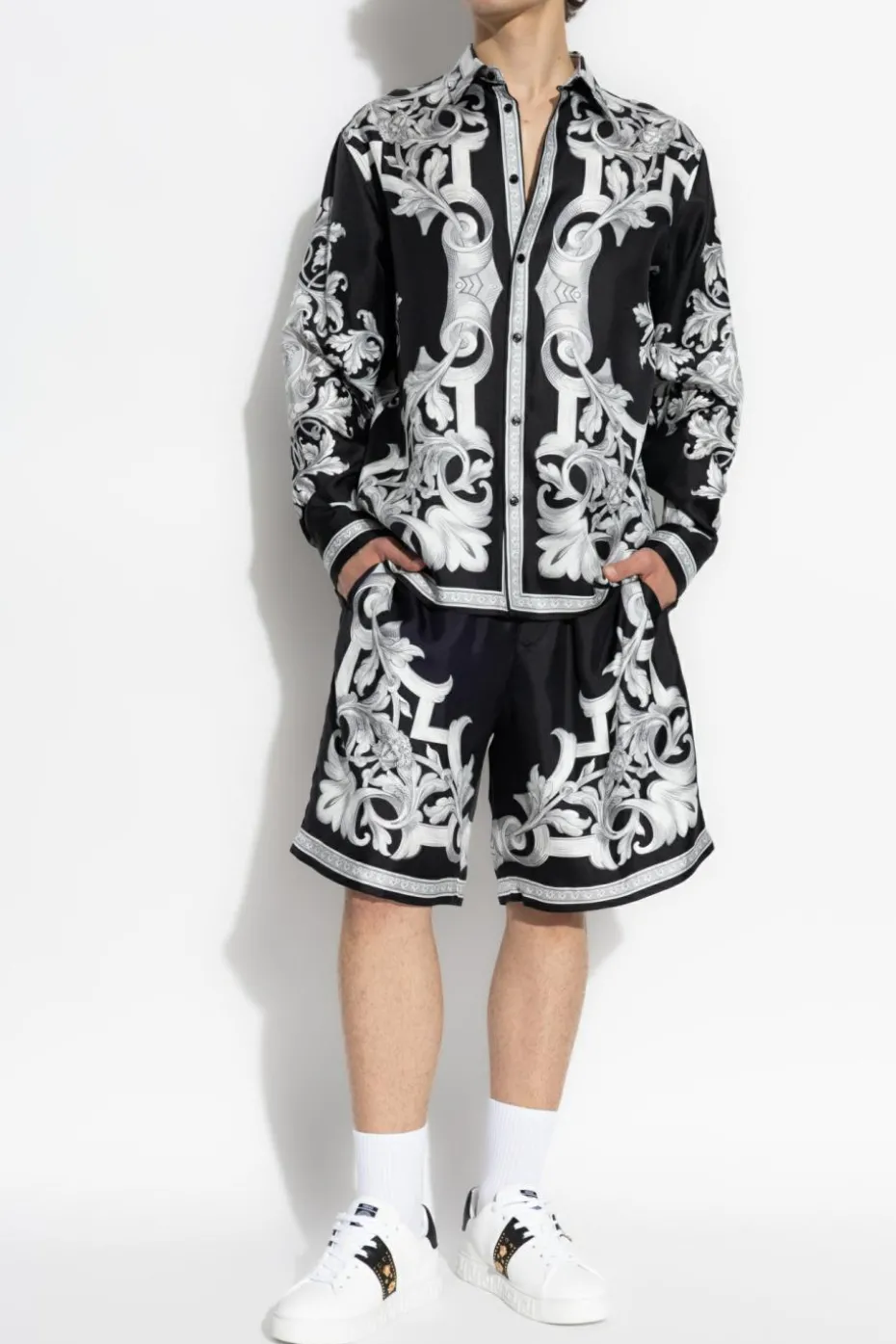 Versace CZARNY Jedwabna koszula