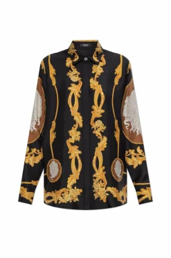 Versace CZARNY Jedwabna koszula