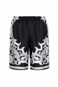 Versace CZARNY Jedwabne szoty z nadrukiem `Architectural Baroque`