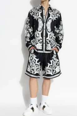 Versace CZARNY Jedwabne szoty z nadrukiem `Architectural Baroque`