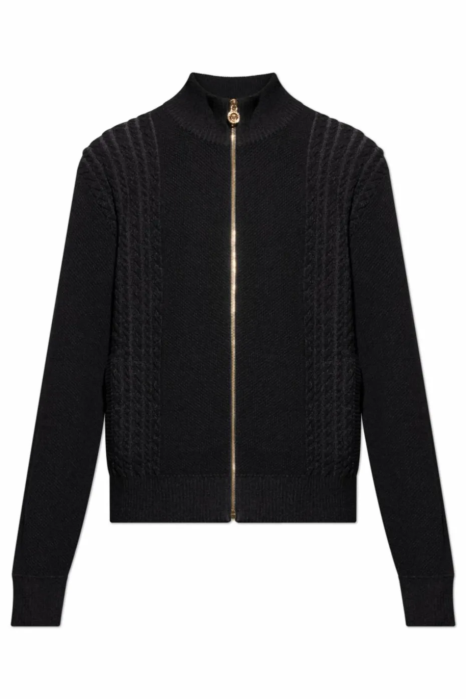 Versace CZARNY Kardigan ze stójką