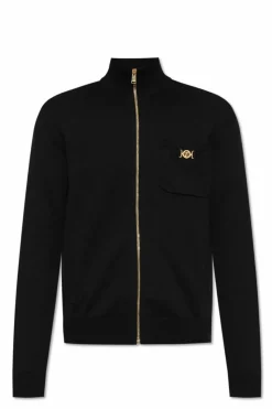 Versace CZARNY Kardigan z kieszeniami