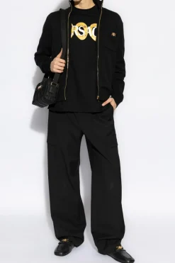 Versace CZARNY Kardigan z kieszeniami