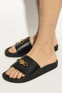 Versace CZARNY Klapki z logo