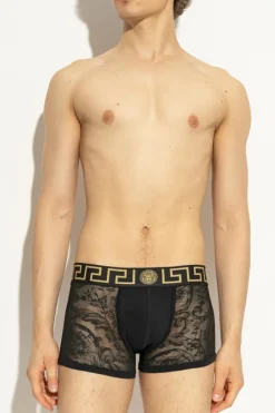 Versace CZARNY Koronkowe bokserki
