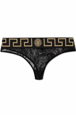 Versace CZARNY Koronkowe figi