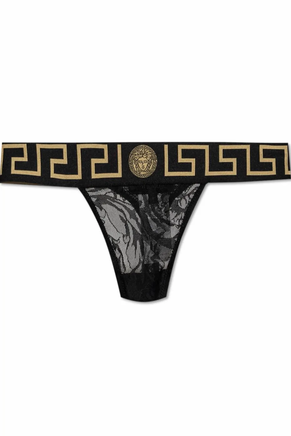 Versace CZARNY Koronkowe stringi