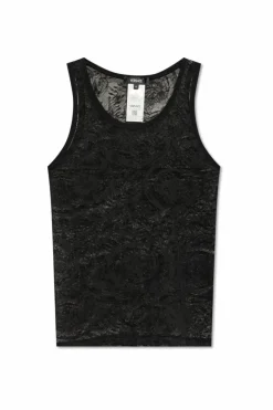 Versace CZARNY Koronkowy top