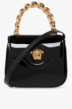 Versace CZARNY Lakierowana torba na ramię ‘La Medusa Mini’