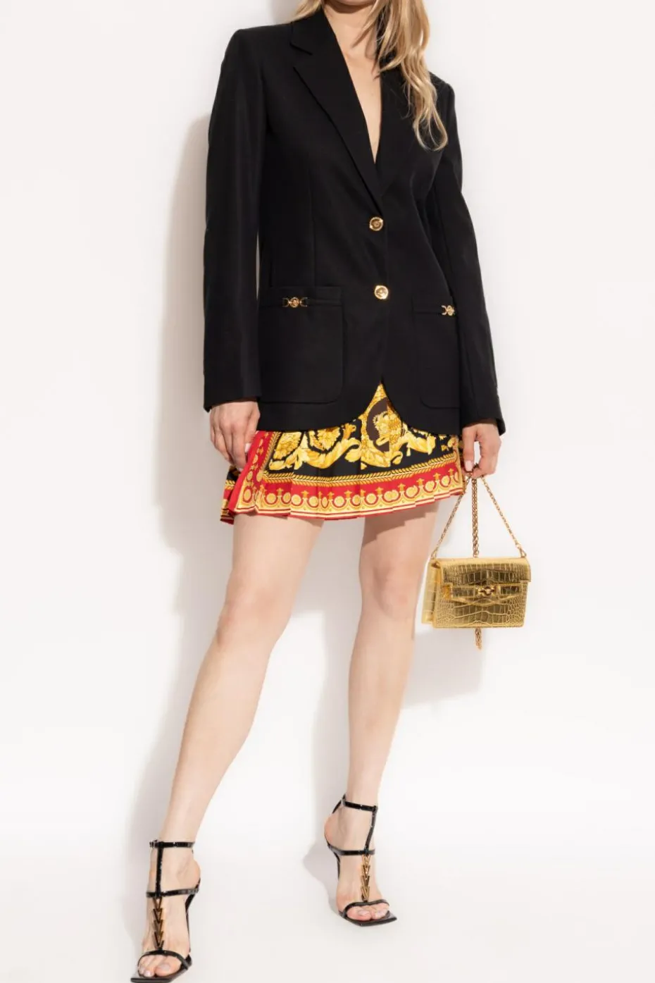 Versace CZARNY Marynarka z łączonych materiałów