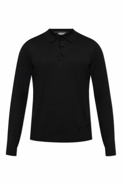 Versace CZARNY Polo z długimi rękawami