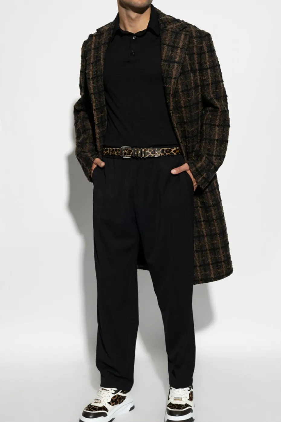 Versace CZARNY Polo z długimi rękawami