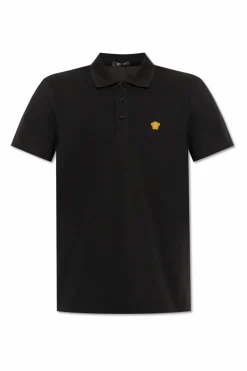 Versace CZARNY Polo z logo