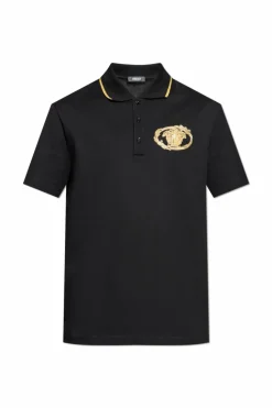 Versace CZARNY Polo z logo