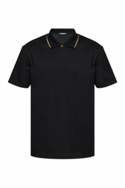Versace CZARNY Polo z lureksową nicią