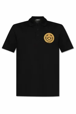 Versace CZARNY Polo z wyszytym logo