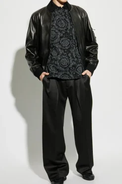 Versace CZARNY Polo ze wzorem `Barocco`