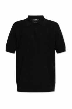 Versace CZARNY Polo ze wzorem `Barocco`
