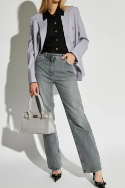 Versace CZARNY Prążkowany top