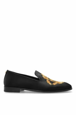 Versace CZARNY Satynowe buty typu `loafers`