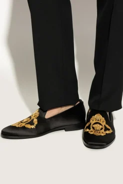 Versace CZARNY Satynowe buty typu `loafers`
