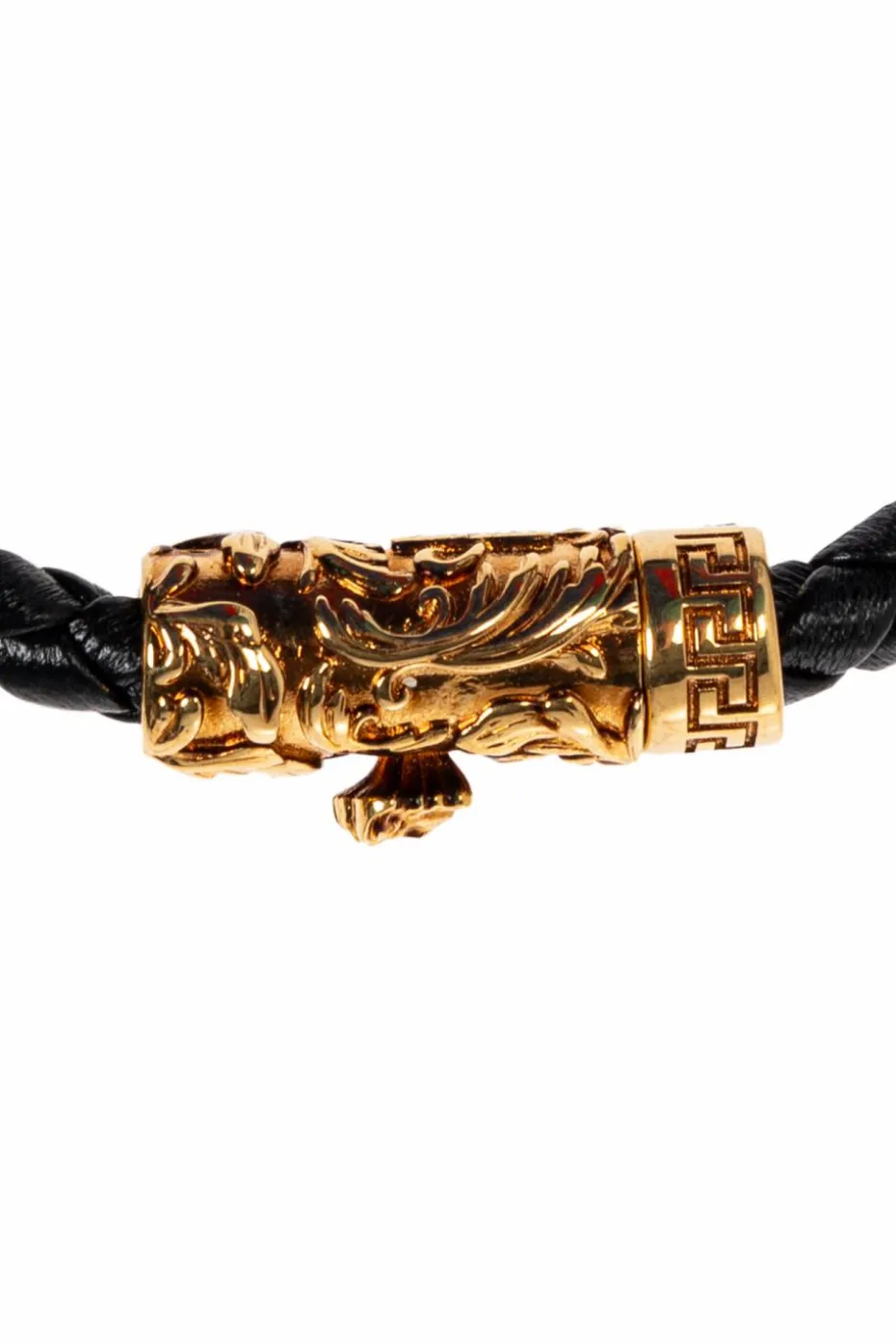 Versace CZARNY Skórzana bransoleta