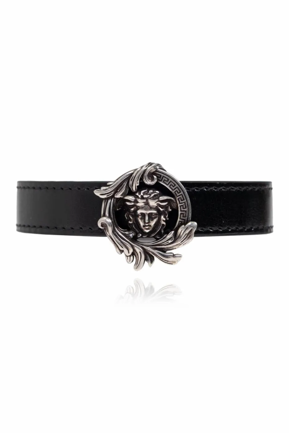 Versace CZARNY Skórzana bransoleta
