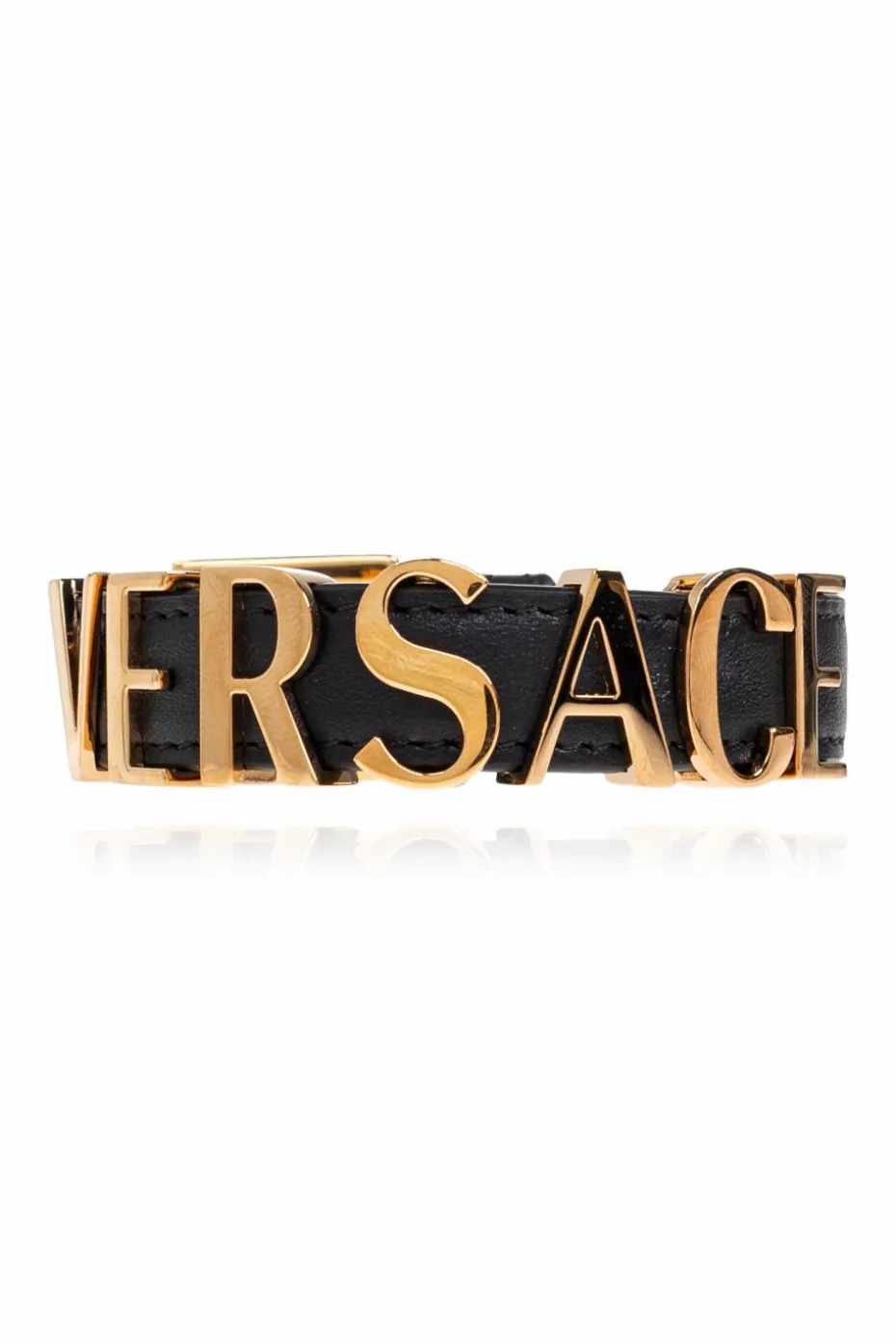 Versace CZARNY Skórzana bransoleta