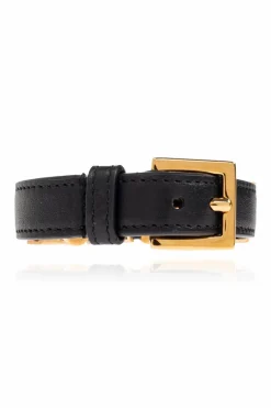 Versace CZARNY Skórzana bransoleta