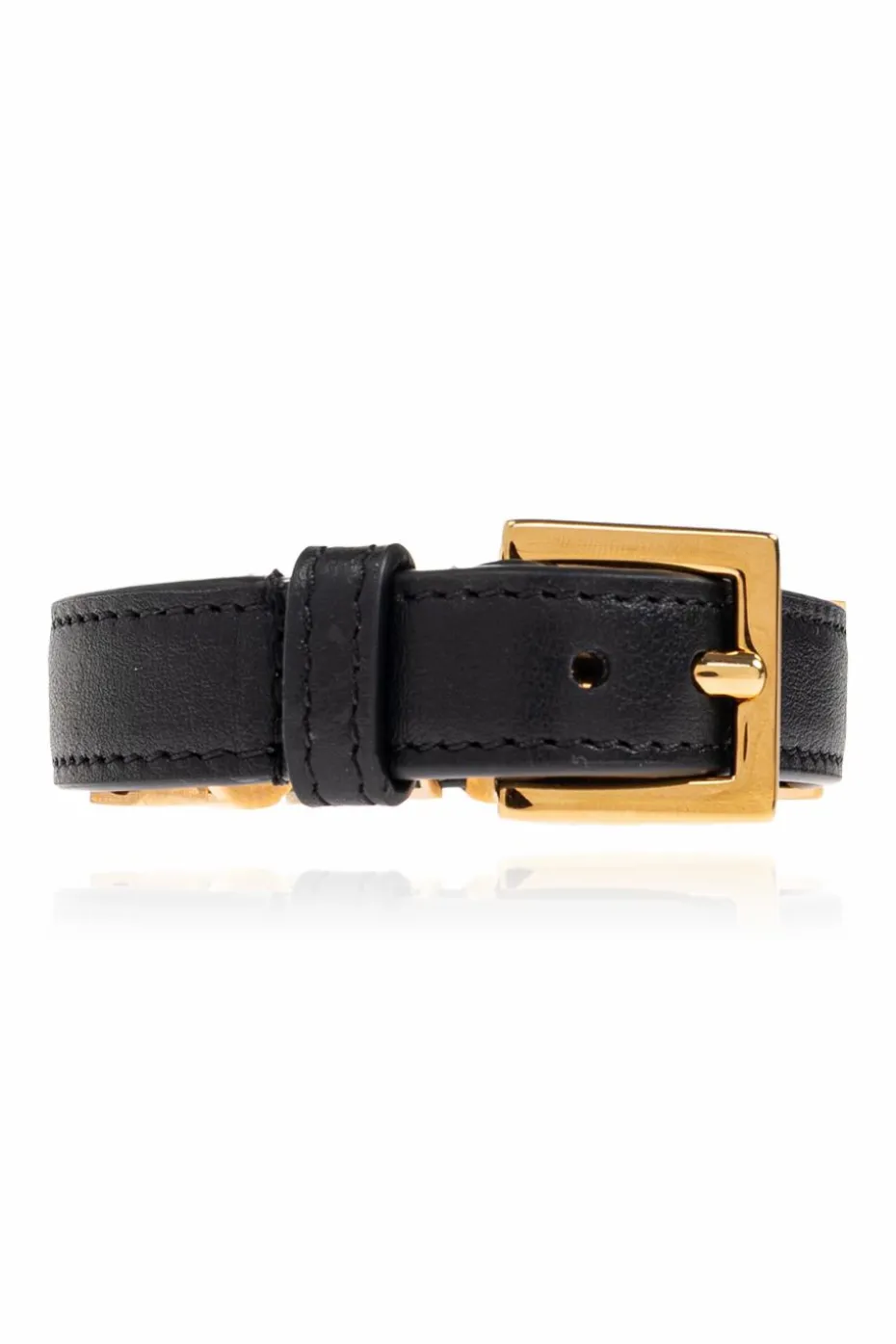 Versace CZARNY Skórzana bransoleta