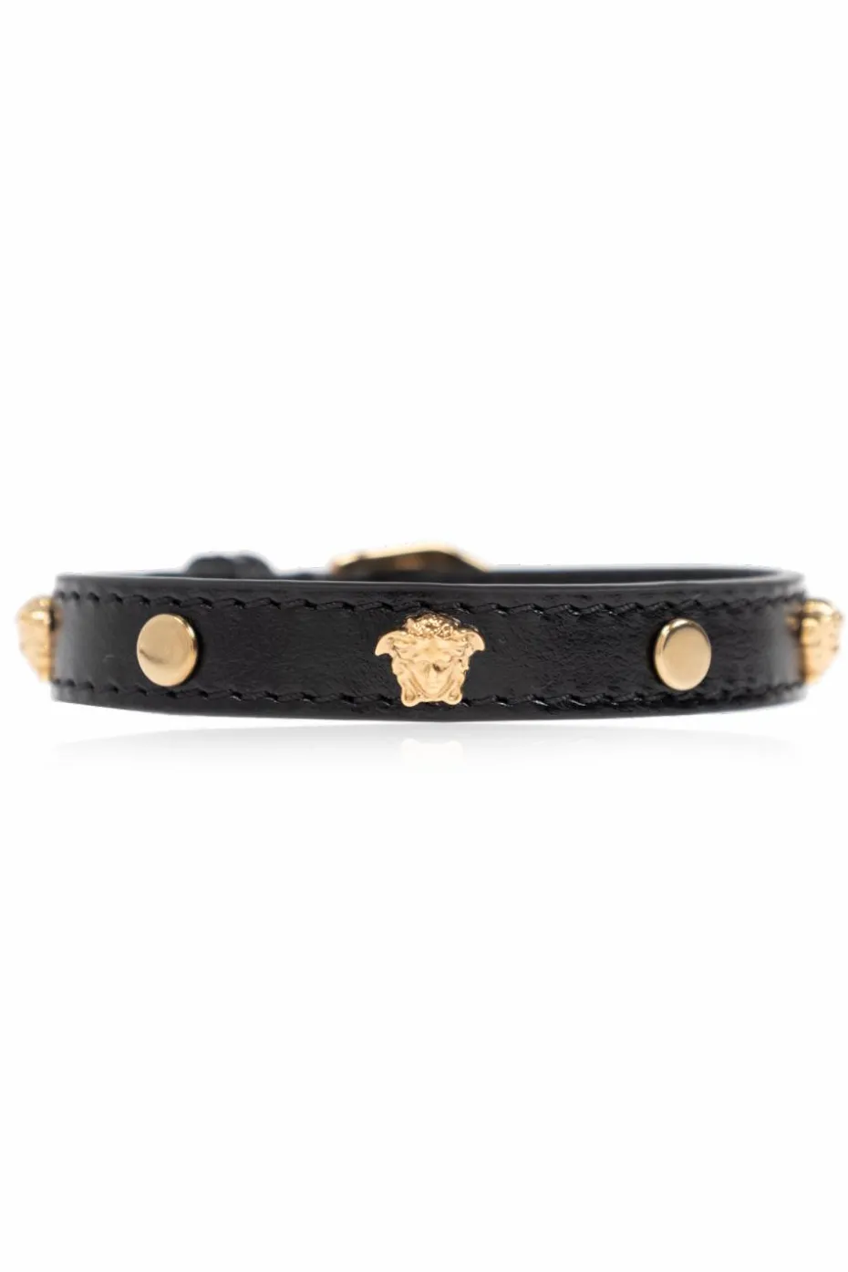 Versace CZARNY Skórzana bransoleta