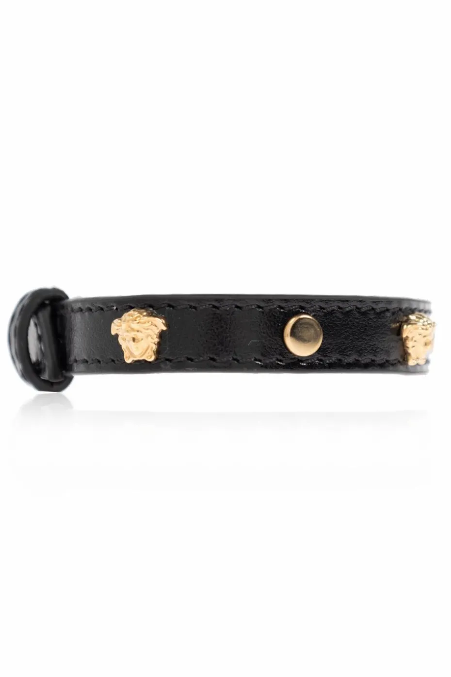 Versace CZARNY Skórzana bransoleta