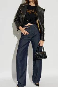 Versace CZARNY Skórzana kurtka