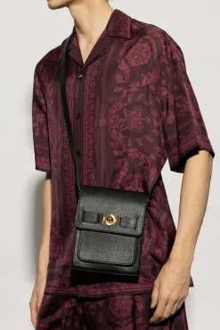 Versace CZARNY Skórzana torba na ramię