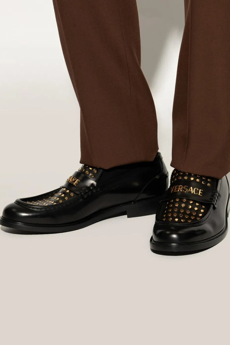 Versace CZARNY Skórzane buty typu `loafers`