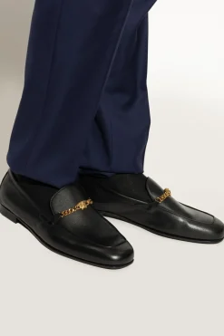Versace CZARNY Skórzane buty typu `loafers`