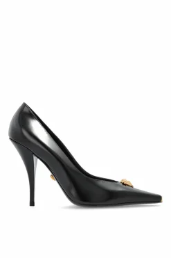 Versace CZARNY Skórzane buty na obcasie