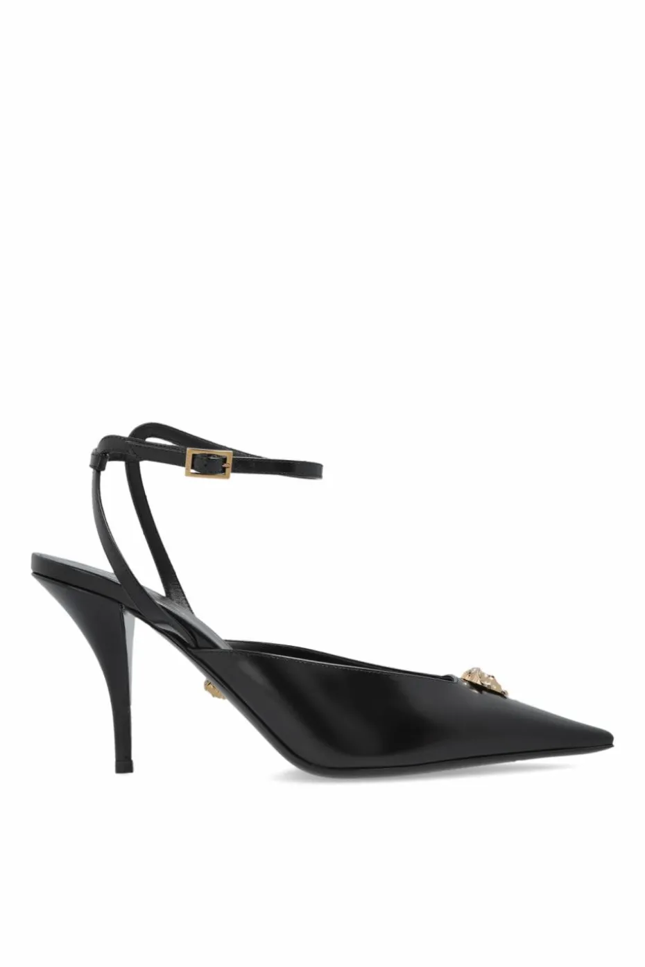 Versace CZARNY Skórzane buty na obcasie