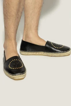 Versace CZARNY Skórzane espadryle