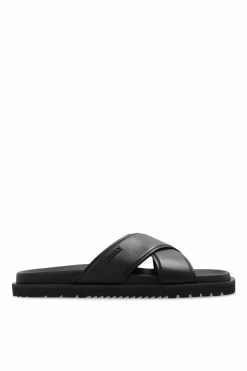 Versace CZARNY Skórzane klapki