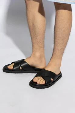 Versace CZARNY Skórzane klapki