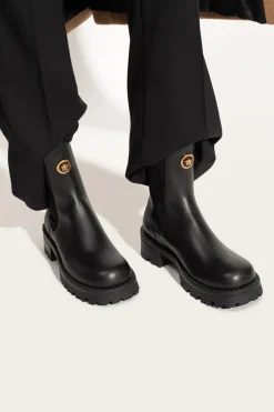 Versace CZARNY Skórzane sztyblety