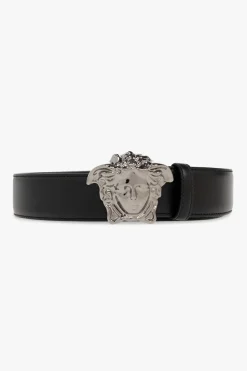 Versace CZARNY Skórzany pasek z głową Meduzy
