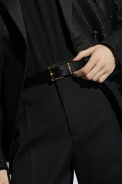 Versace CZARNY Skórzany pasek