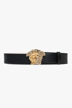 Versace CZARNY Skórzany pasek