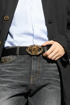 Versace CZARNY Skórzany pasek