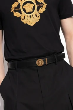 Versace CZARNY Skórzany pasek
