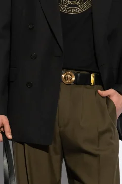 Versace CZARNY Skórzany pasek